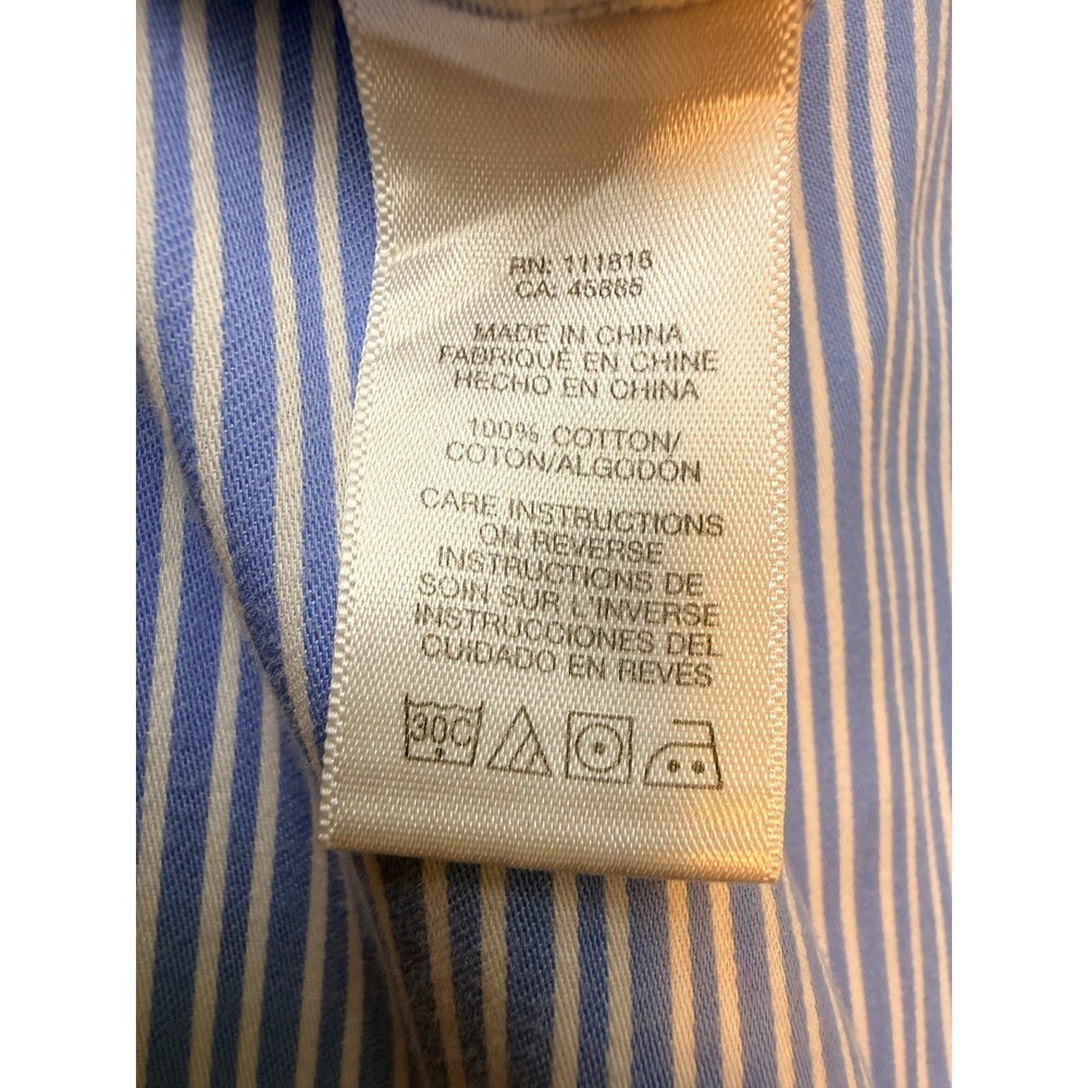 Michael Kors Shirt Womens L Blue Cotton Striped Button Down Classic Preppy Chic - Picture 6 of 10